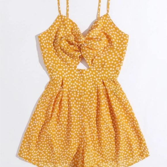 Twist Front Tie Back Ditsy Floral Slip Romper